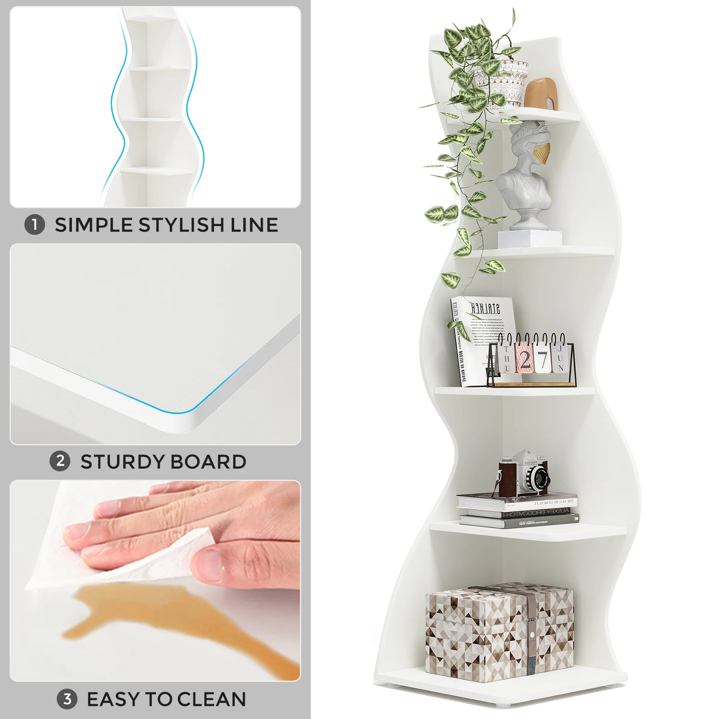 Tribesigns 5 Tier Corner Shelf Wall Bookcase Modern Plant Stand