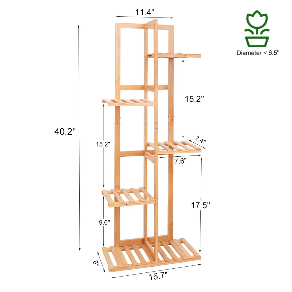 Wisfor Bamboo Tiered Plant Stand Corner Flower Display Rack