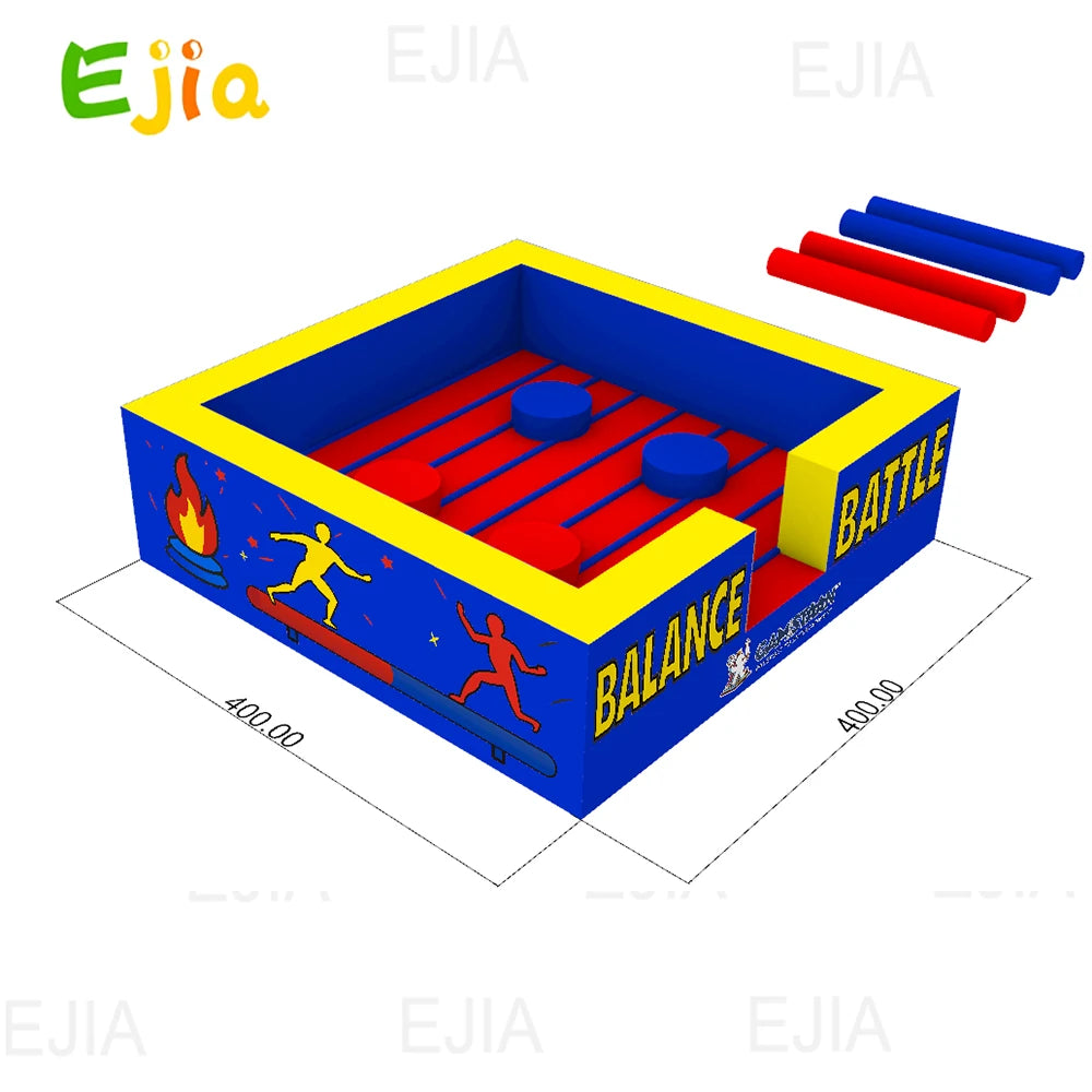 4 Person13Ft Pro-Grade Commercial Pedestal Joust Arena Inflatable Game Heavy Duty Gladiator Battle Interactive for Kids & Adults