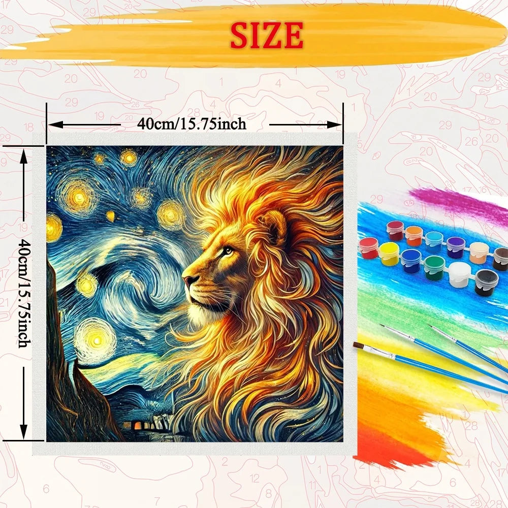 Van Gogh Style Paint By Numbers For Adult Animal Lion Diy Art Craft Kit HandPainted On Canvas Valentines Gift Home Decor