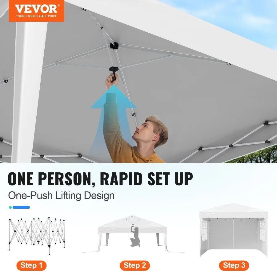 Adjustable Pop Up Canopy Gazebo With Ventilated Sidewalls Shelter