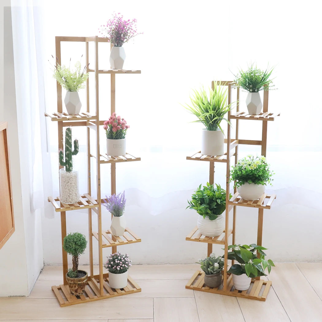 Wisfor Bamboo Tiered Plant Stand Corner Flower Display Rack
