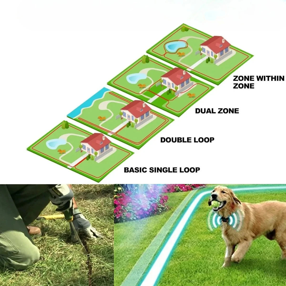 TP16 Dog Electric Fence Training Collar Rechargeable Waterproof 6 Levels