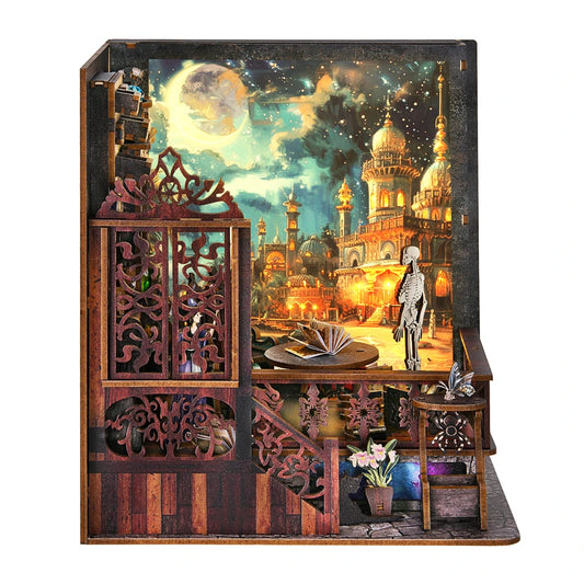 ASLOWSNAIL Book Nook Kit Magic Town DIY Wooden Puzzle Light