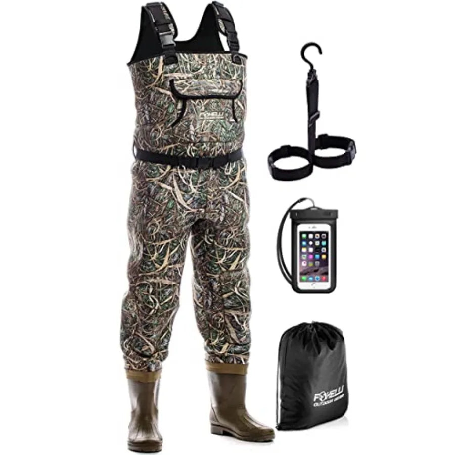 Chest Waders, Waterproof 4mm Neoprene Hunting and Fishing Waders for Men and Women with Boots