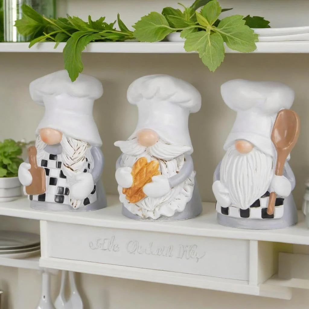 Hodao Resin Chef Gnome Figurine Set Kitchen Home Decor