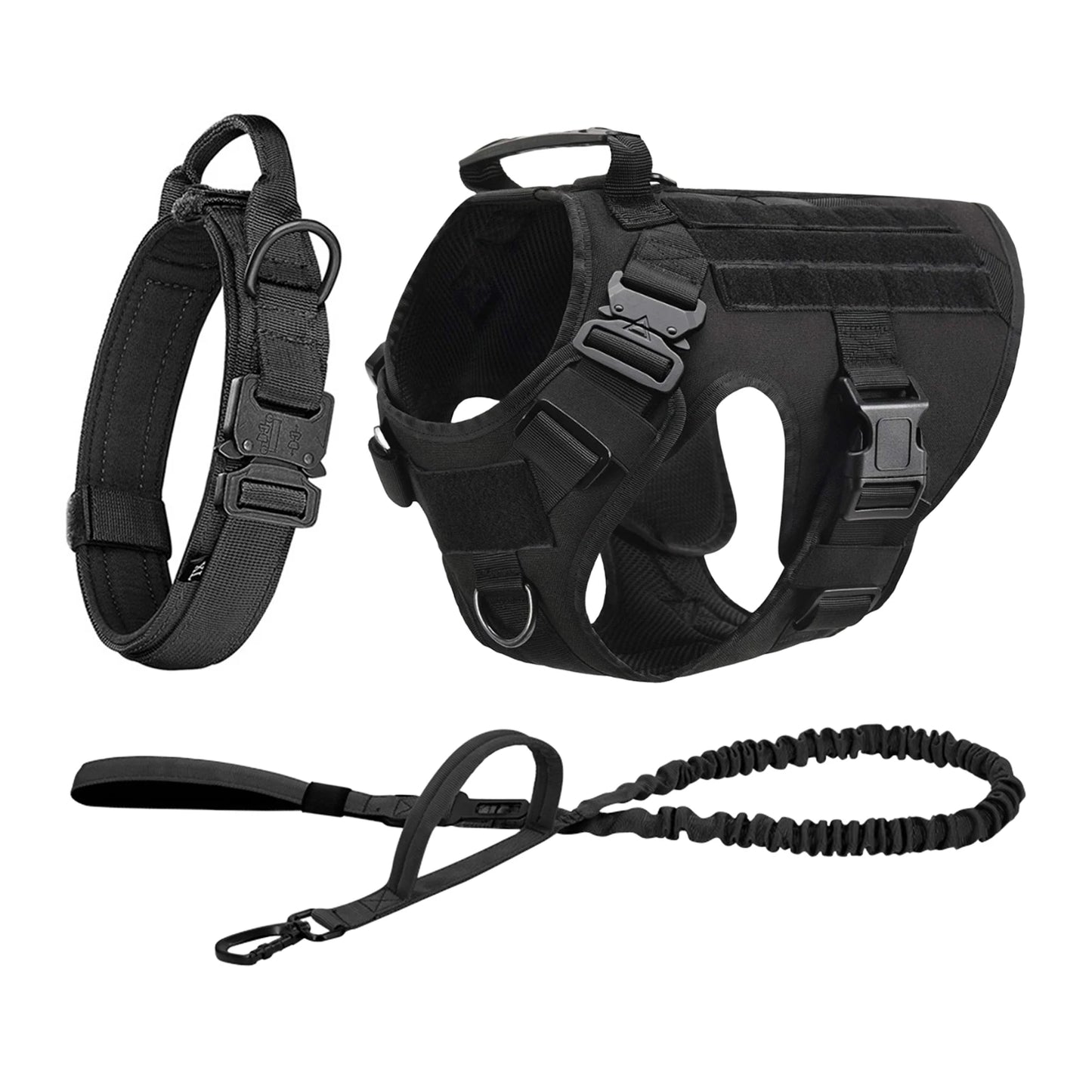 PETRAVELCN Tactical Dog Harness Molle Pouches Leash Vest Training