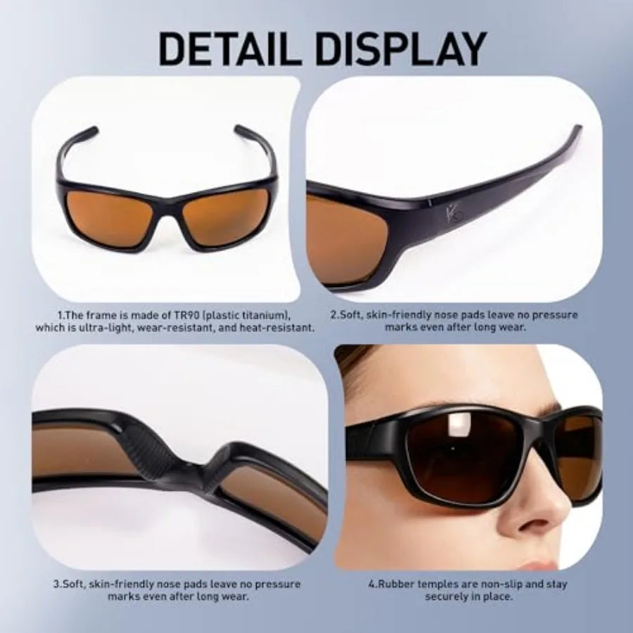 Corning Glass Polarized Sunglasses UV400 Anti-Glare, Scratch Resistant, Italian Design for Driving Fishing Outdoor