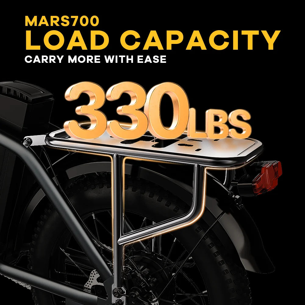 MARS700 Long Range Fat Tire Folding Electric Bike 1000W 30MPH