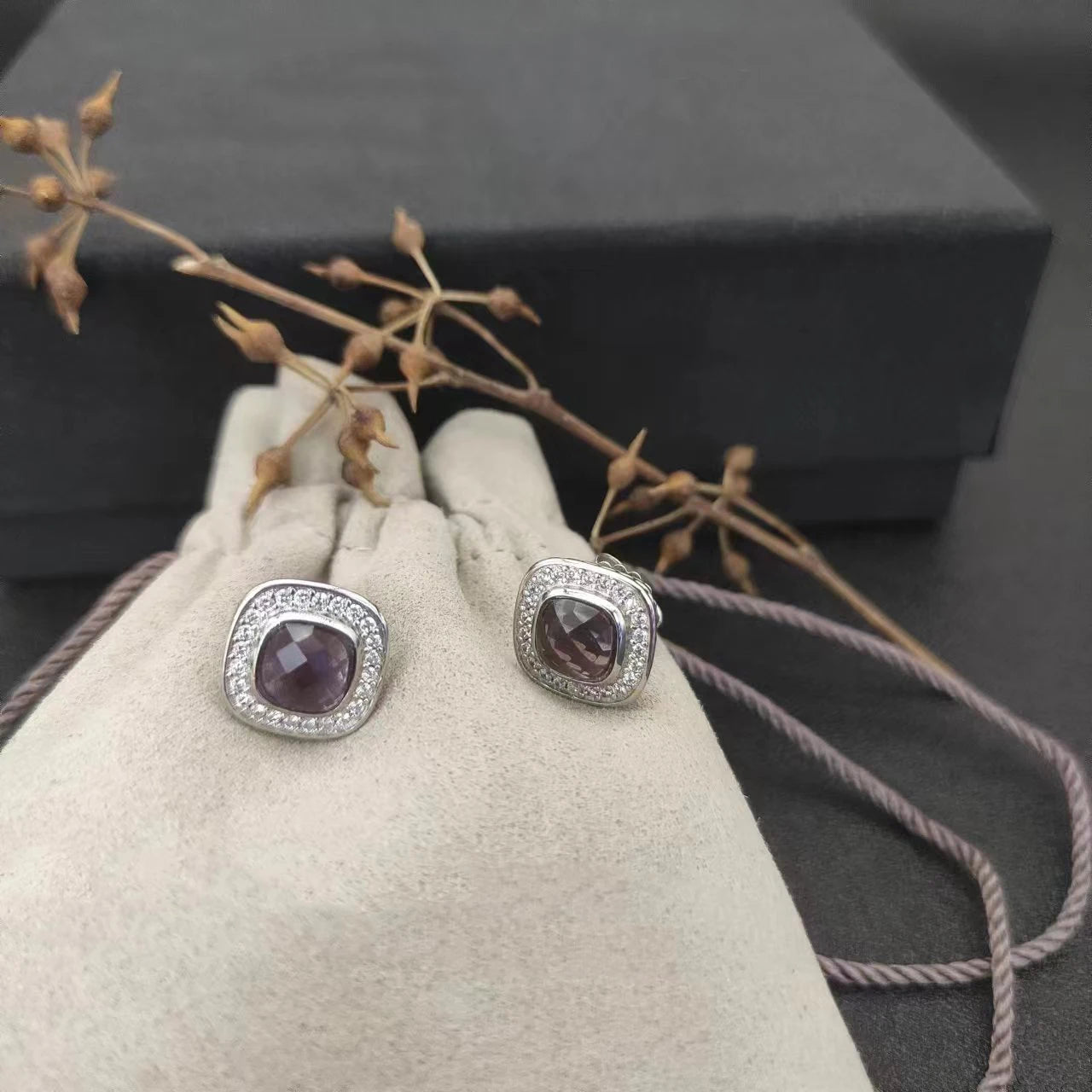 Sterling Silver Zircon Necklace And Earrings Set For Unisex