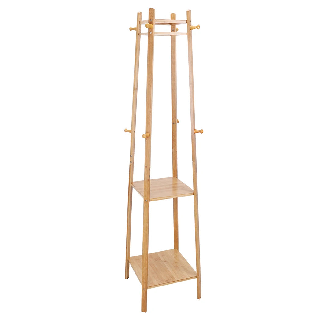 Wisfor Bamboo Standing Coat Rack Garment Stand Hall Tree