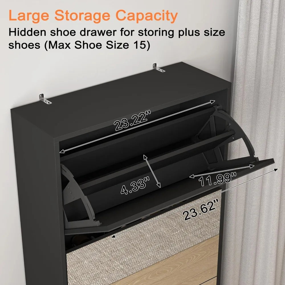 Shoe Storage Cabinet With Full Length Mirror 30 Pair Free Standing Organizer