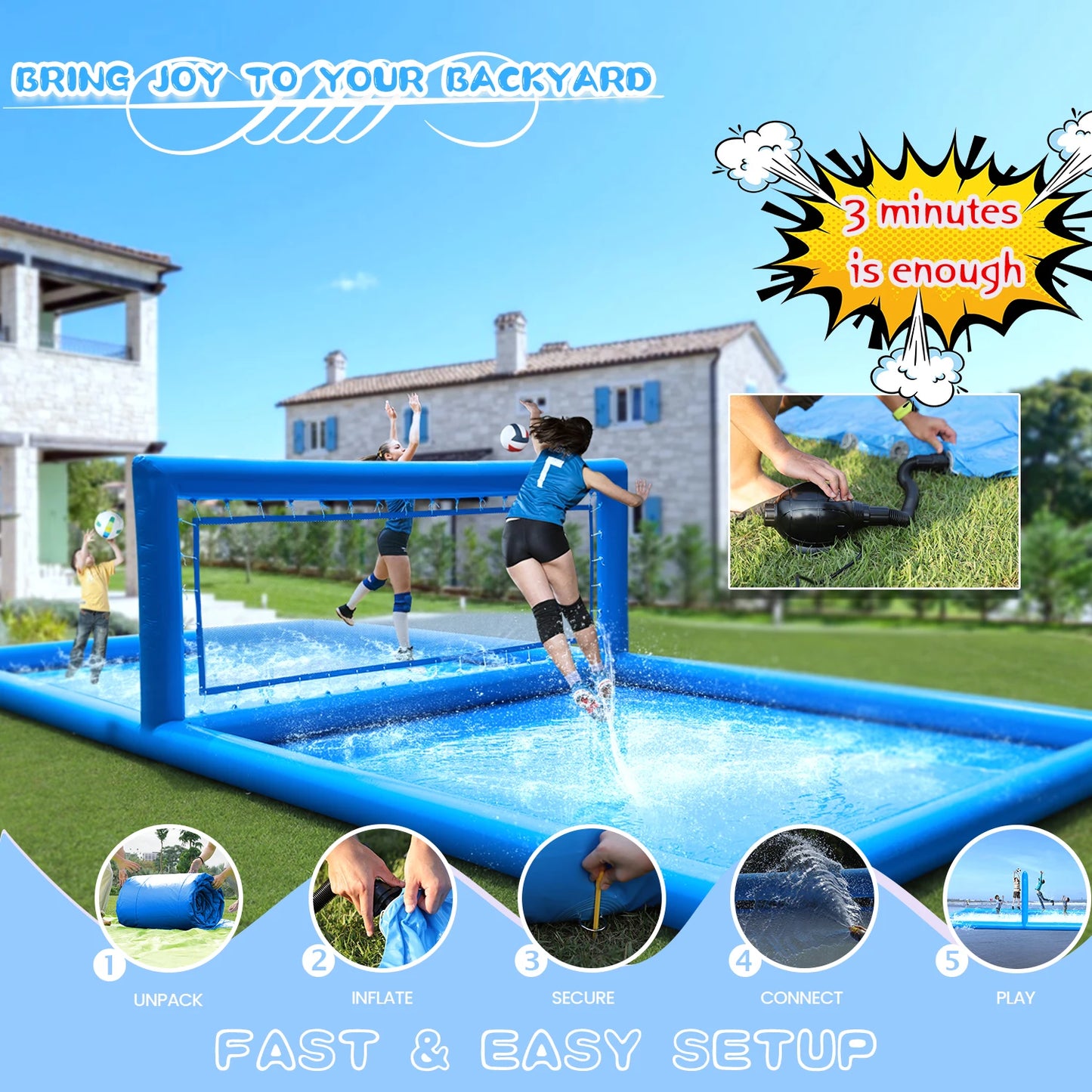 RTS Inflatable Outdoor Volleyball Court Pool For Water Games