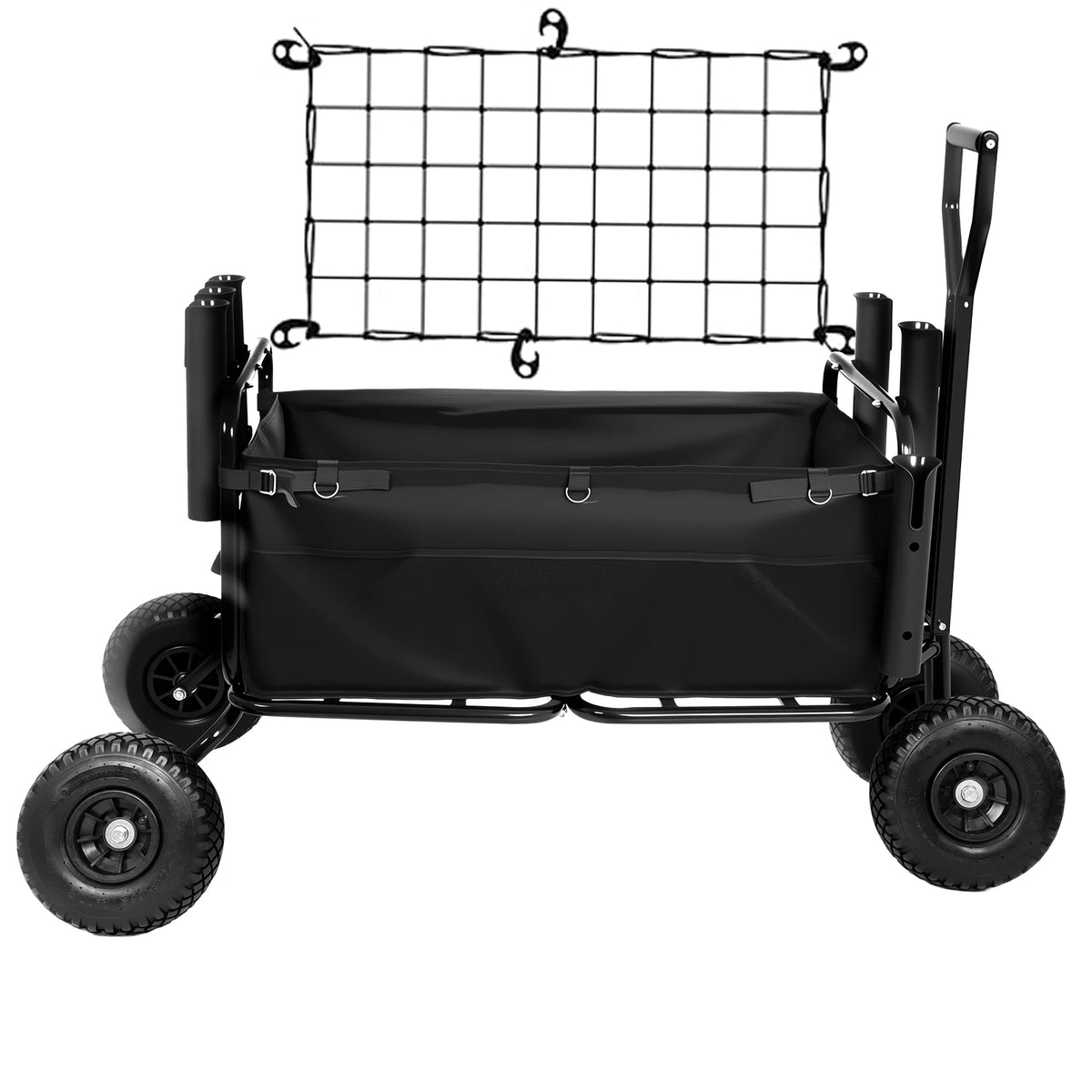 BHB Beach Fishing Cart, Beach Wagon Trolley, Foldable Beachs Trailer, 352 lbs Load Capacity, 6 Fishing Rods Holder, Durable Oxford Bag