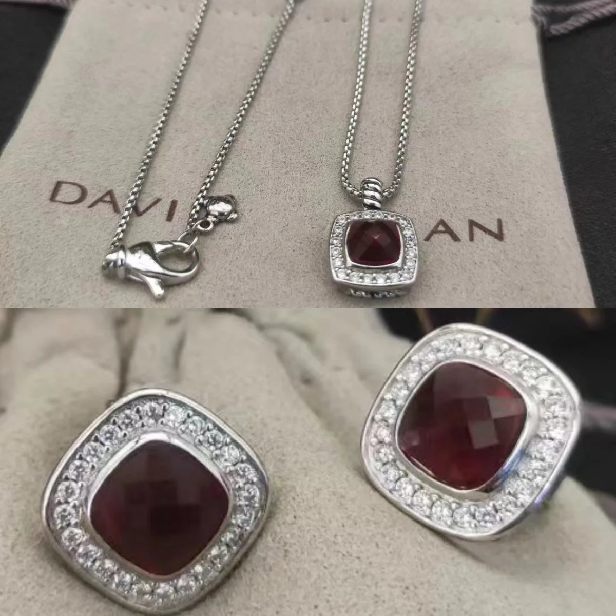 Sterling Silver Zircon Necklace And Earrings Set For Unisex