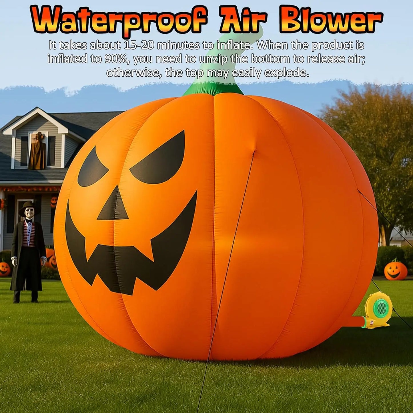 20Ft Giant Thanksgiving Inflatables Pumpkin Decorations Outdoor Extra Large Blow Up Pumpkin with Blower Built-in LED Lights for
