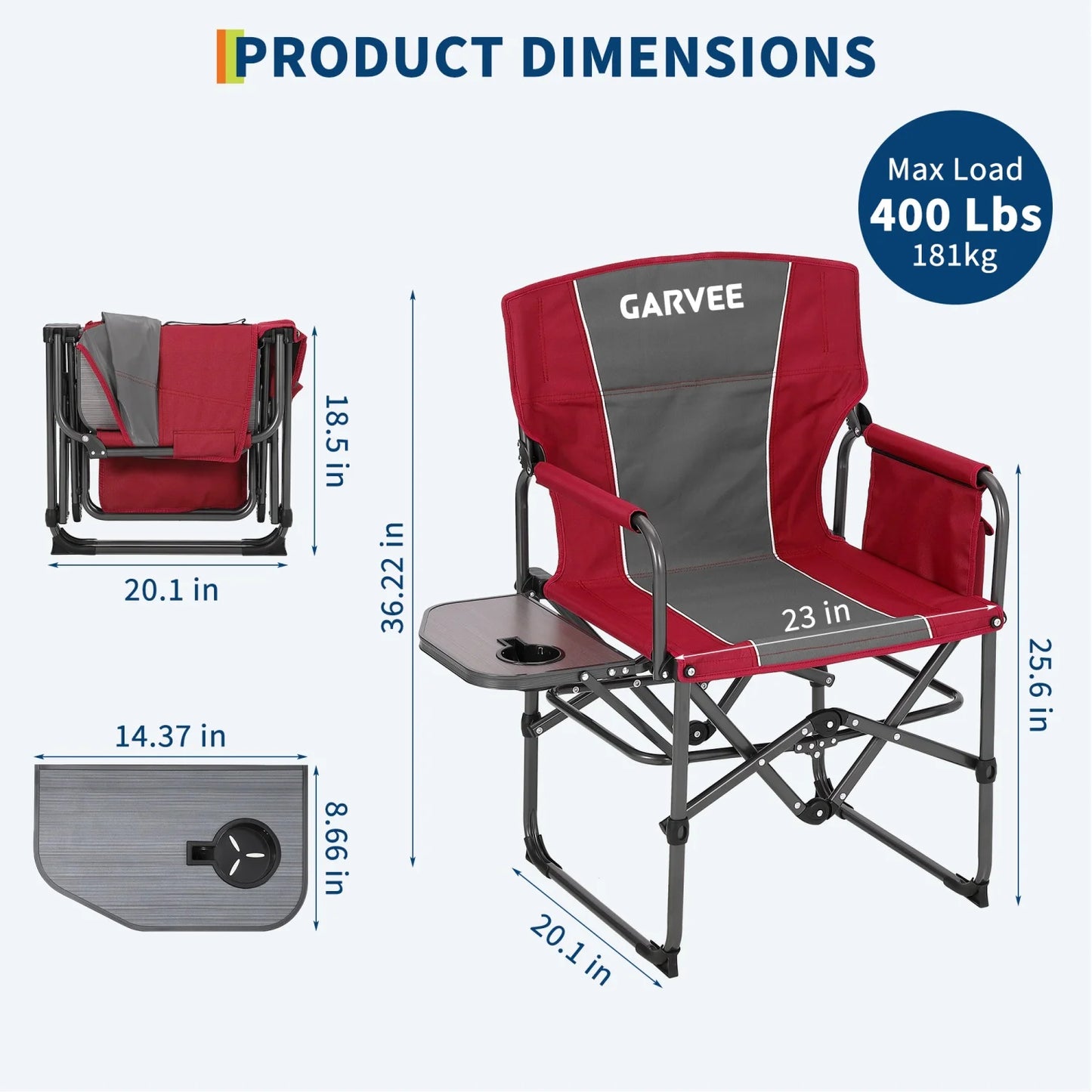 HiMISS Heavy Duty Folding Directors Chair With Table