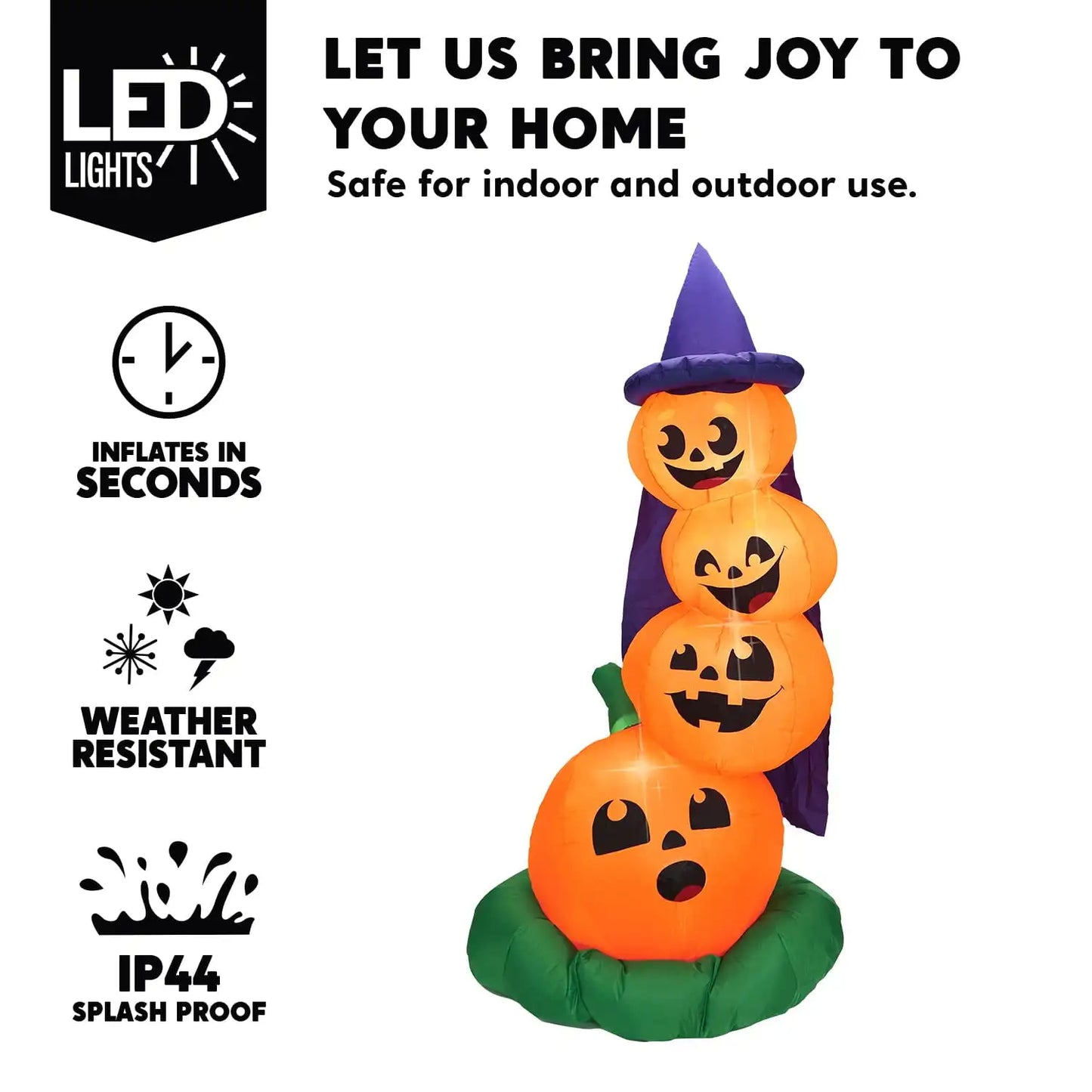6 FT Tall Halloween Inflatables Stacked Pumpkins with Build-in LEDs for Porch Halloween Pumpkin Gift Decor Blow up Yard Decorations
