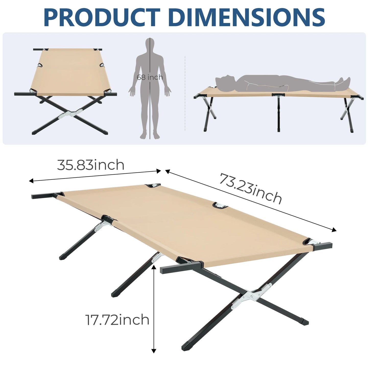 JHK Portable Folding Camping Cot With Sturdy Steel Frame