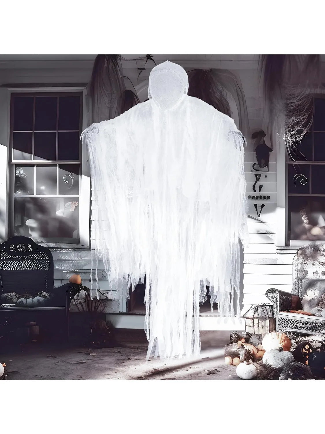 63” White Faceless Grim Reaper Halloween Hanging Ghost Decorations Outdoor in White Horror Robe for Halloween Tree Yard Party Outside Hanging Decorations Party Supplies
