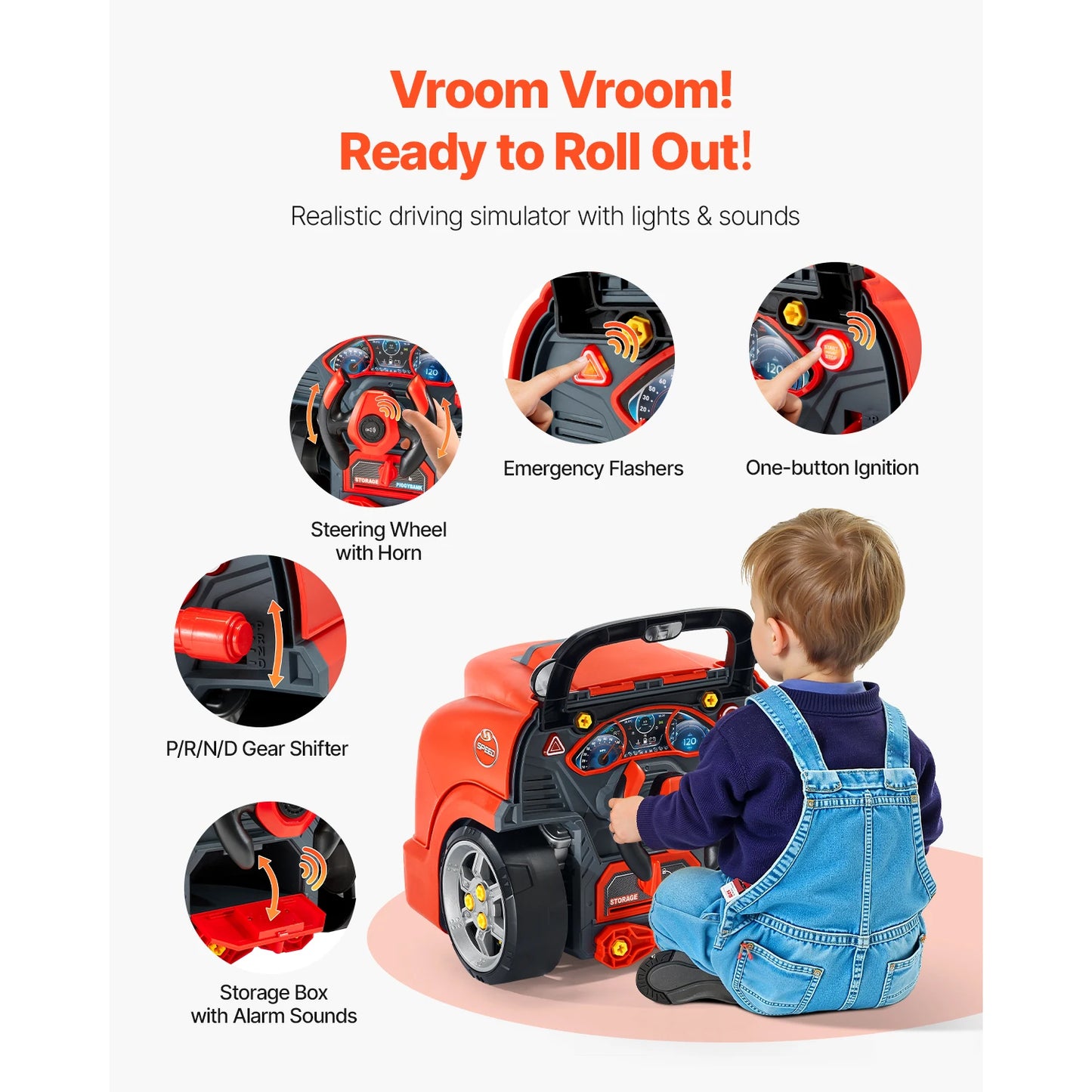 SucceBuy Kids Mechanic Car Repair Set With Removable Parts 60-Piece