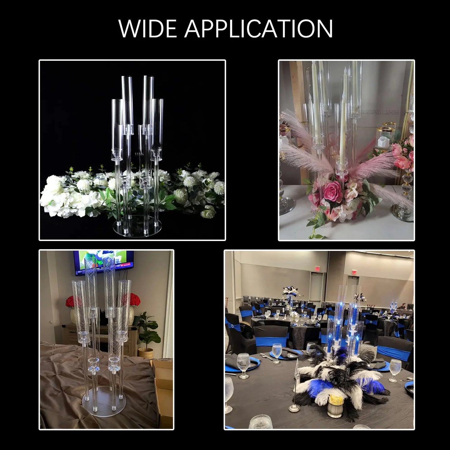 VINCIGANT 6 Arm Acrylic Candelabras Candlestick Holder Set