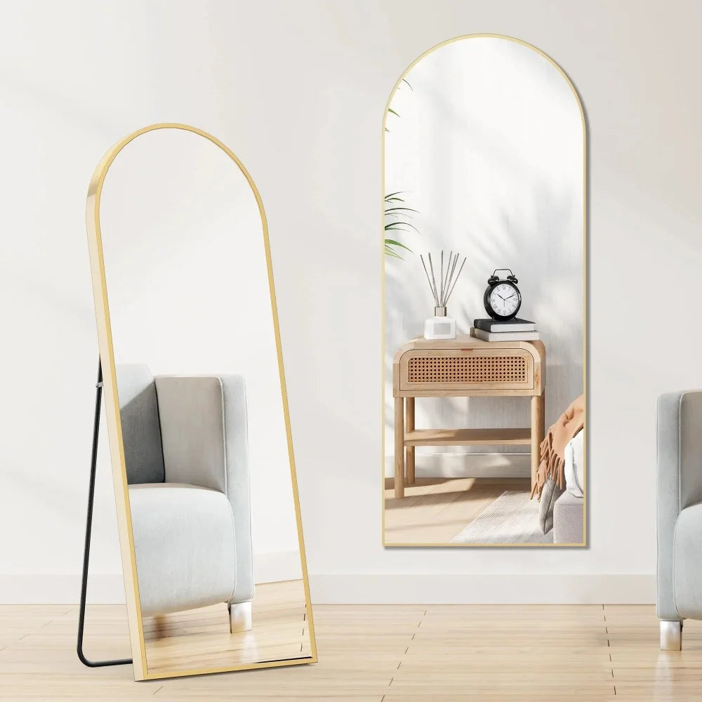 56.2"x21" Arched Full Length Mirror Free-standing Floor Mirror