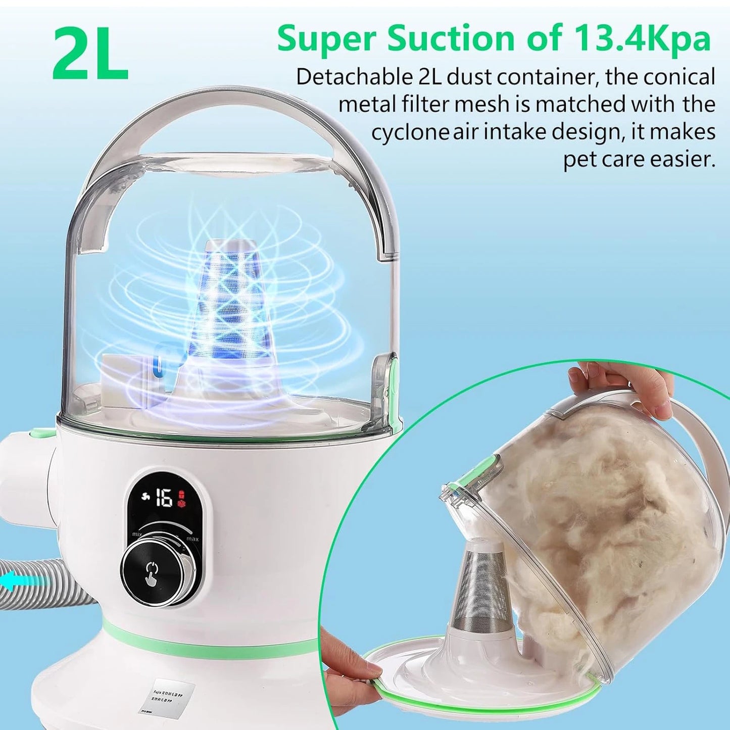 HiMISS Pet Grooming Kit With Vacuum Suction And Tools