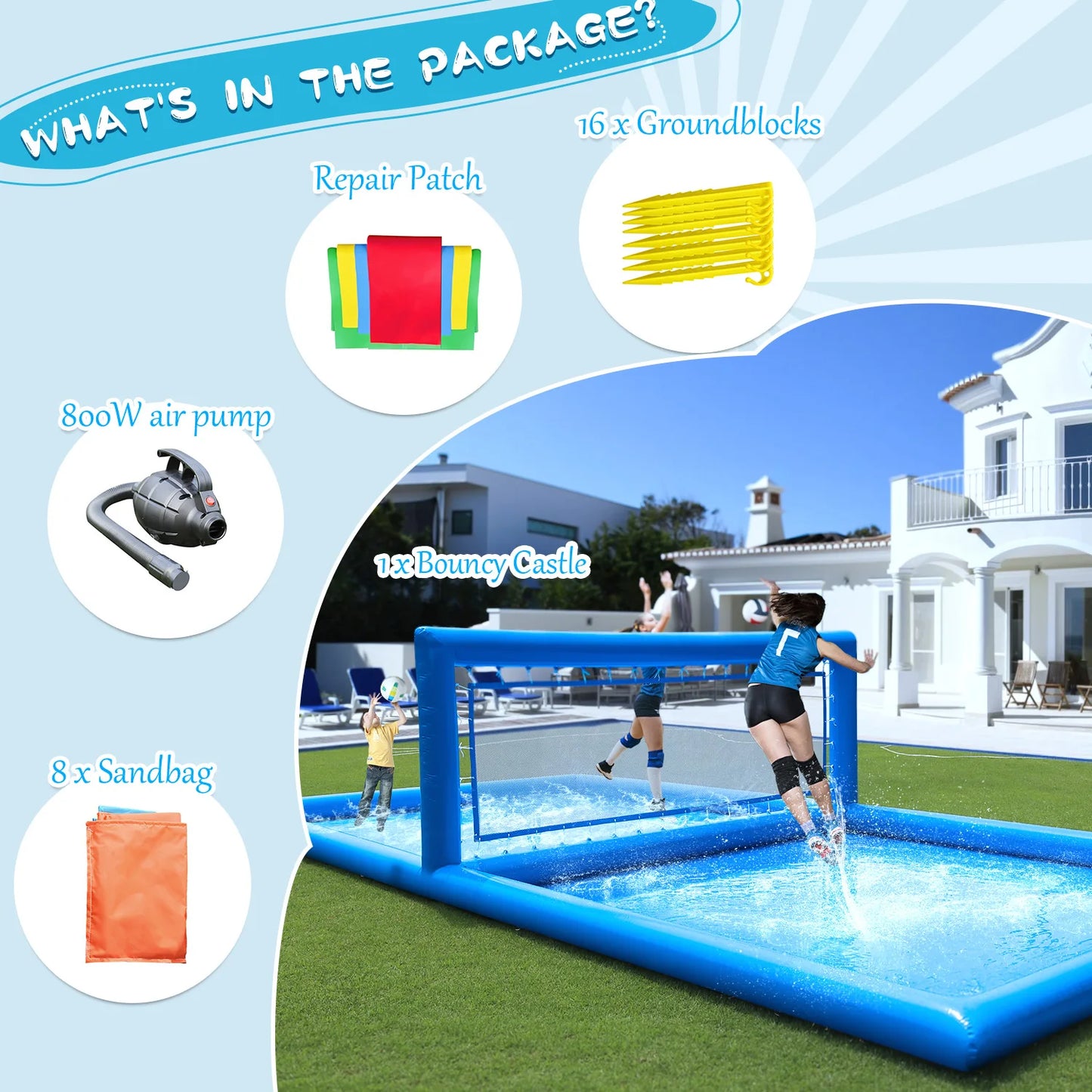 RTS Inflatable Outdoor Volleyball Court Pool For Water Games