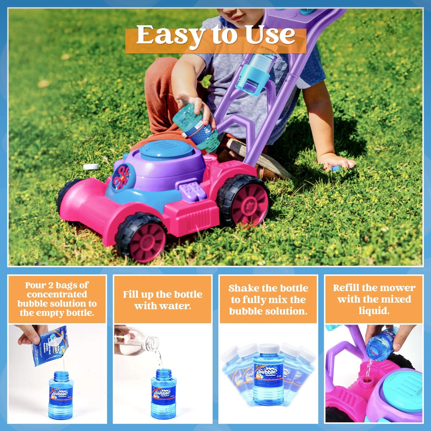 Joyfy Bubble Lawn Mower Bubble Machine For Kids