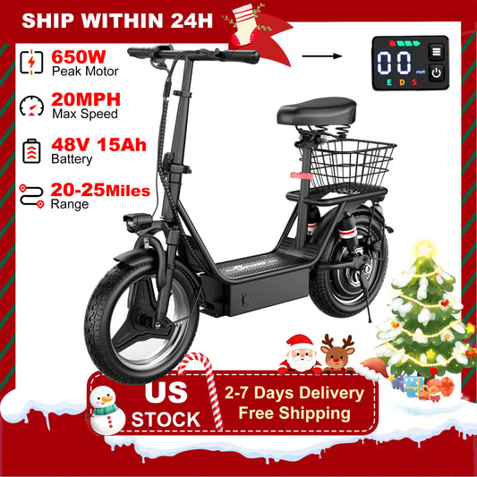 Max Speed 650W Electric Scooter For Adults 48V 15Ah Long Range With Seat