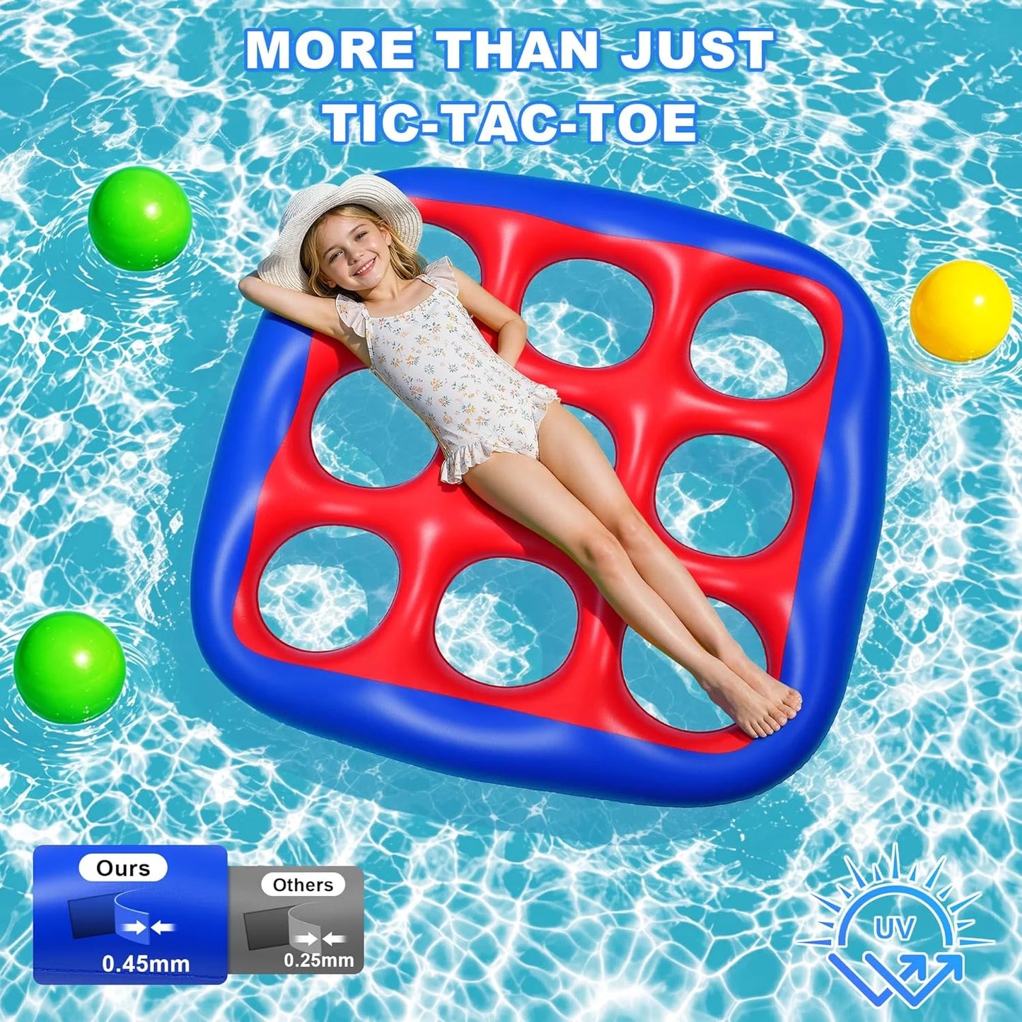 Tic Tac Toe Inflatable Pool Game Set for 2-10 Players