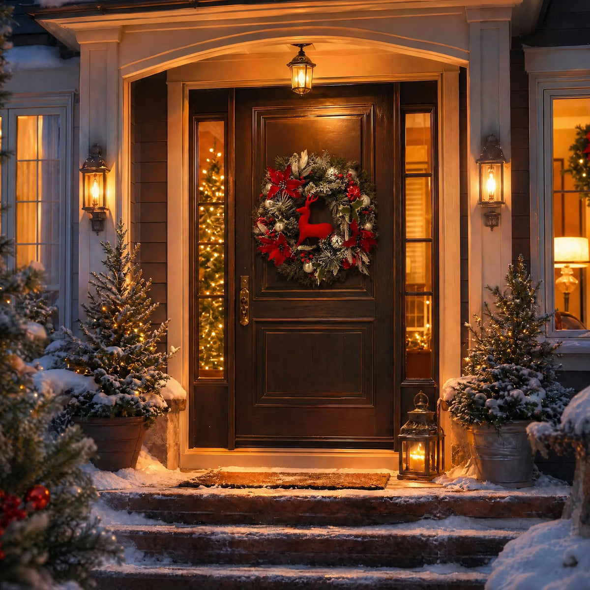 HiMISS Pre Lit Christmas Wreath With LED Lights And Timer
