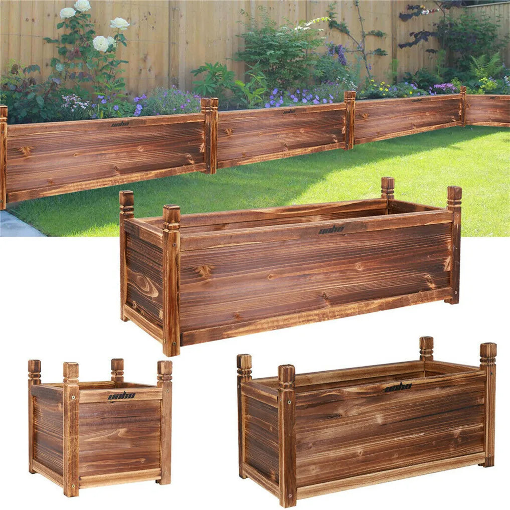 Wooden Raised Garden Bed Planter Box for Herbs and Vegetables