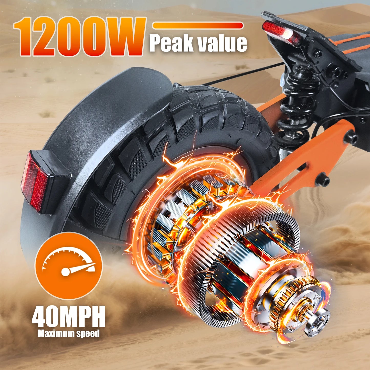 Electric Scooter for Adult, 1200W Motor, Folding E-Scooter Up to 40Mph & 30 Miles Range, 11" Off Road Tire Scooter with Dual Sus