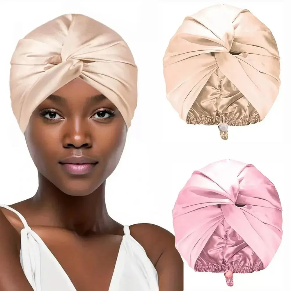 Silk Turban Bonnet For Women Satin Sleep Headwrap Hair