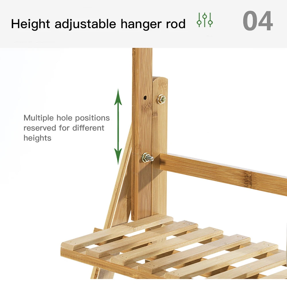 Folding Bamboo Plant Stand for Indoor and Outdoor Flower Pots