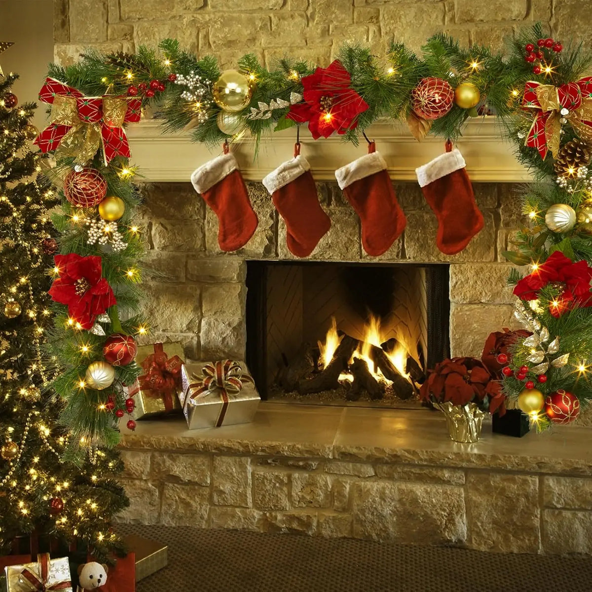 Garvee Artificial Christmas Garland for Mantel Staircase Holiday Home Decor