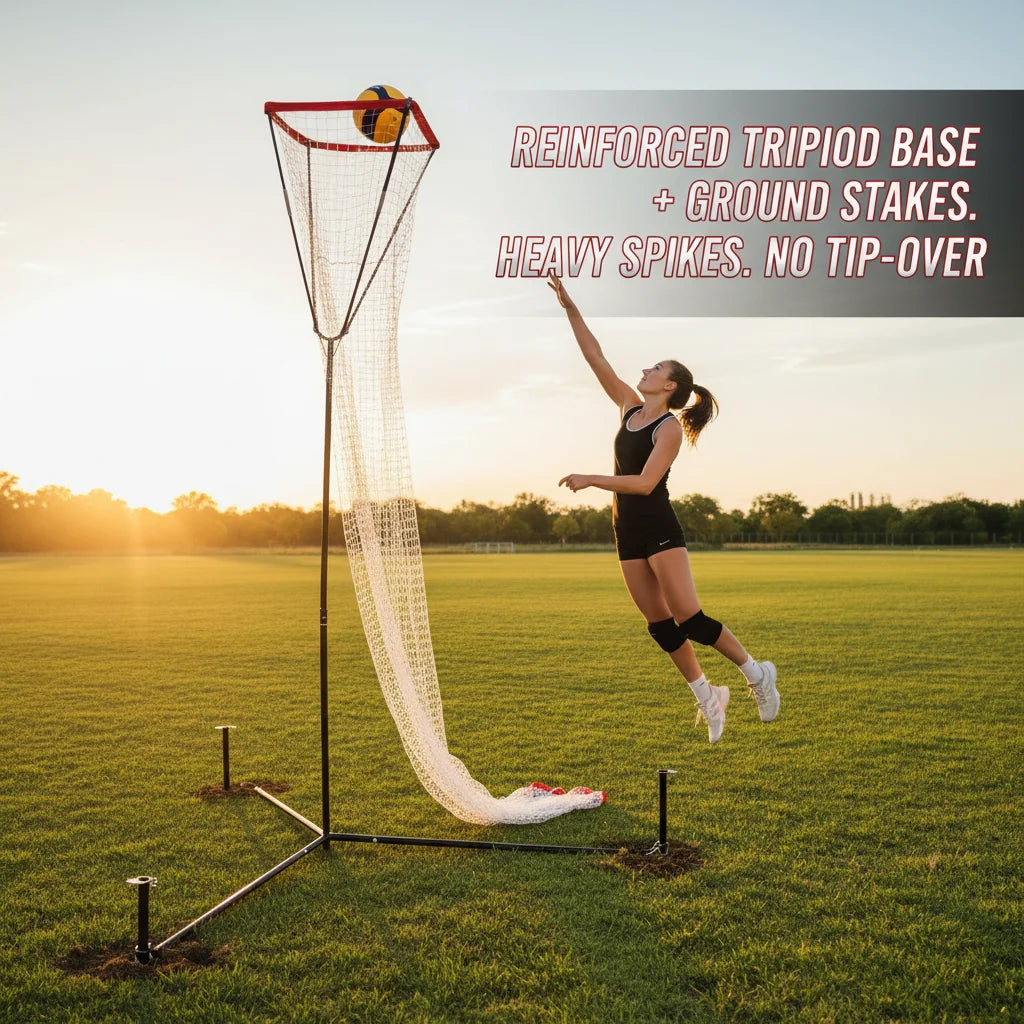 Volleyball Training Net Frame with Adjustable Height & Angle, 88.58-129.92in Portable Practice Net for Serving Passing Spiking, Red