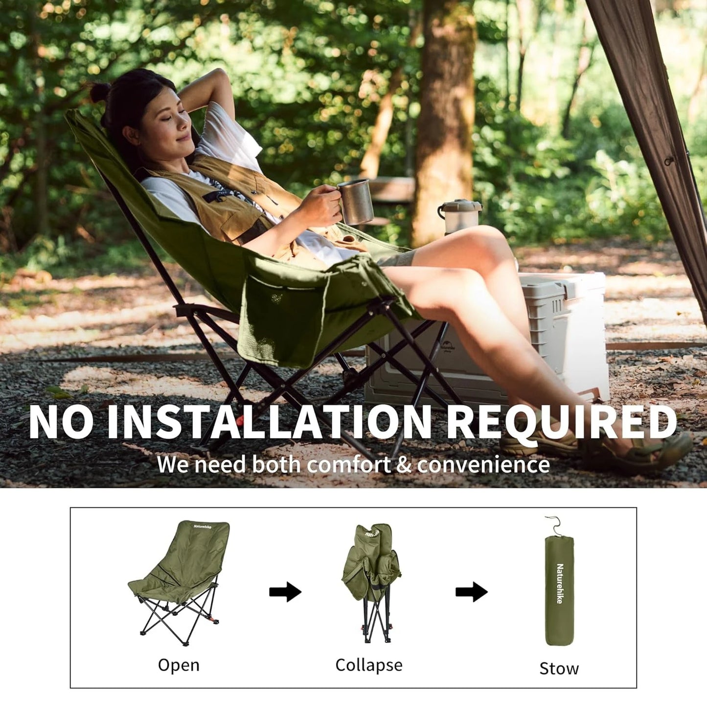 Naturehike High Back Folding Moon Chair For Camping And Picnic