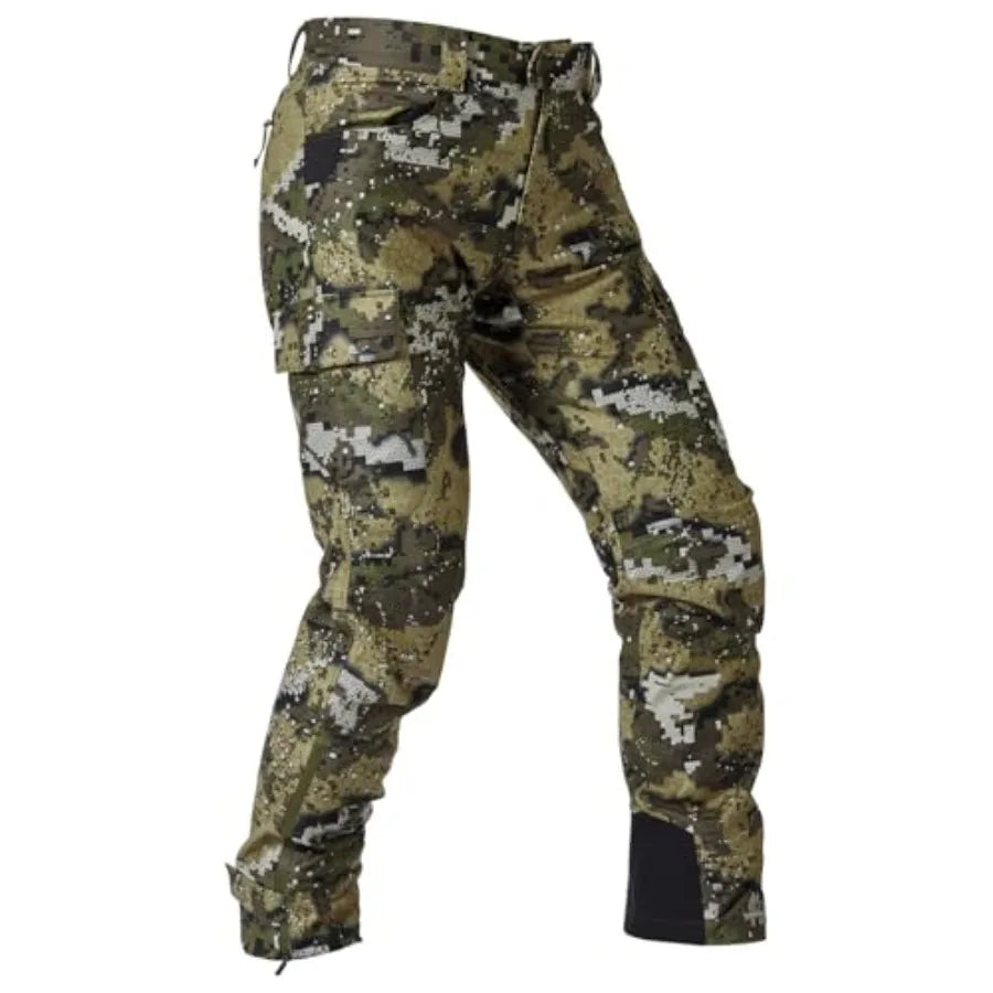 Hunting pants for men, waterproof breathable nylon with silent outer fabric, olive green, ideal for fishing, turkey and upland