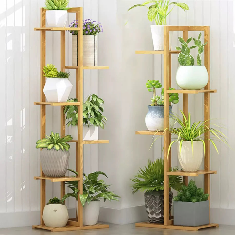 Wisfor Bamboo Tiered Plant Stand Corner Flower Display Rack
