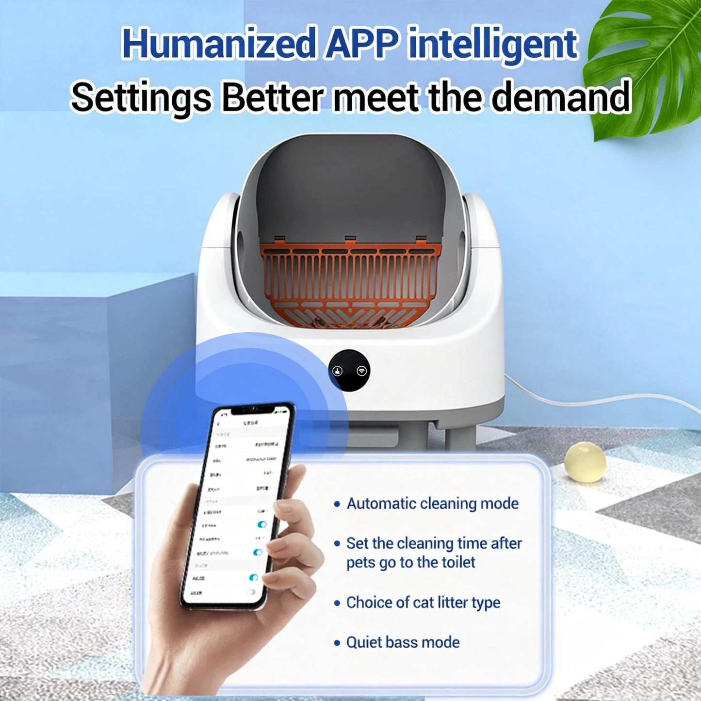 HiMISS Open Top Automatic Self Cleaning Litter Box For Multi Cat App Control