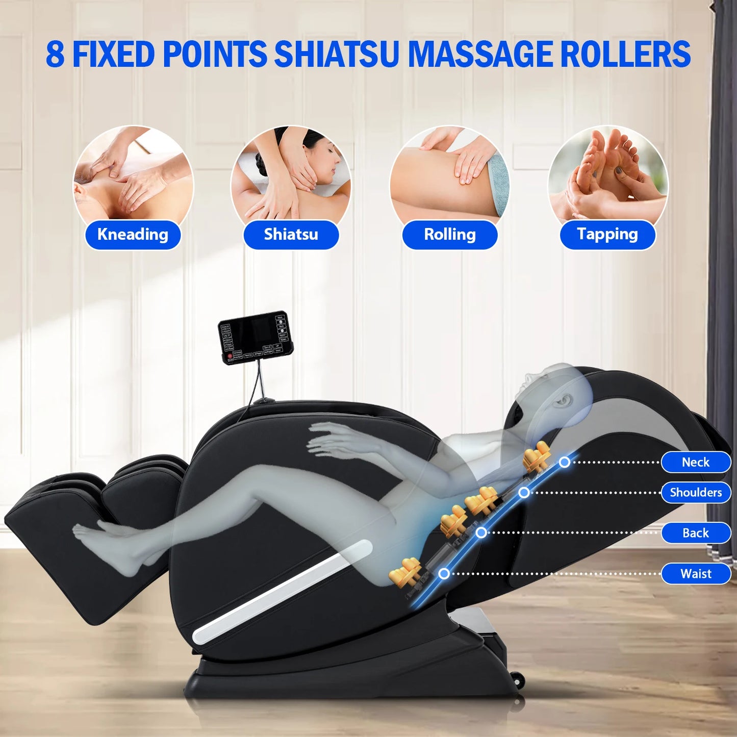 Electric massage chair full body airbags Reclining Shiatsu kneading Automatic Heating Zero Gravity Massage Chair Foot Roller