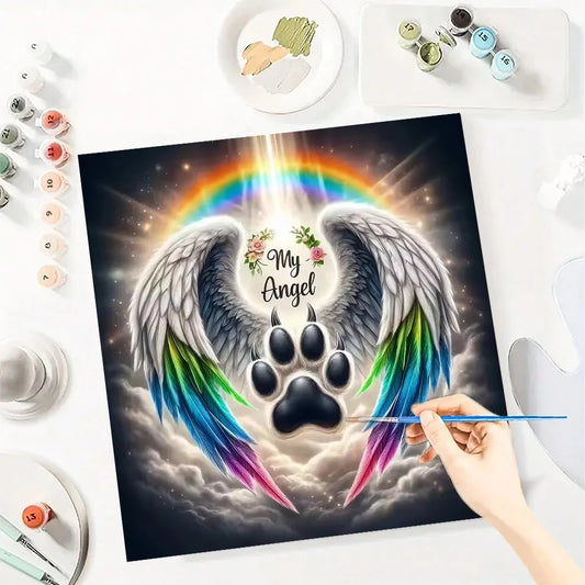 Wings Paint By Numbers For Adult My Angel Paws Diy Art Craft Kit HandPainted On Canvas Valentines Gift Home Decor Wall Art