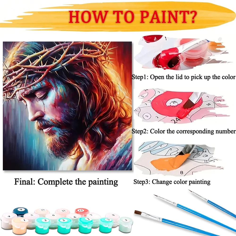 Region Jesus Paint By Numbers For Adult Diy Art Craft Kit HandPainted On Canvas Valentines Gift Religious Home Decor