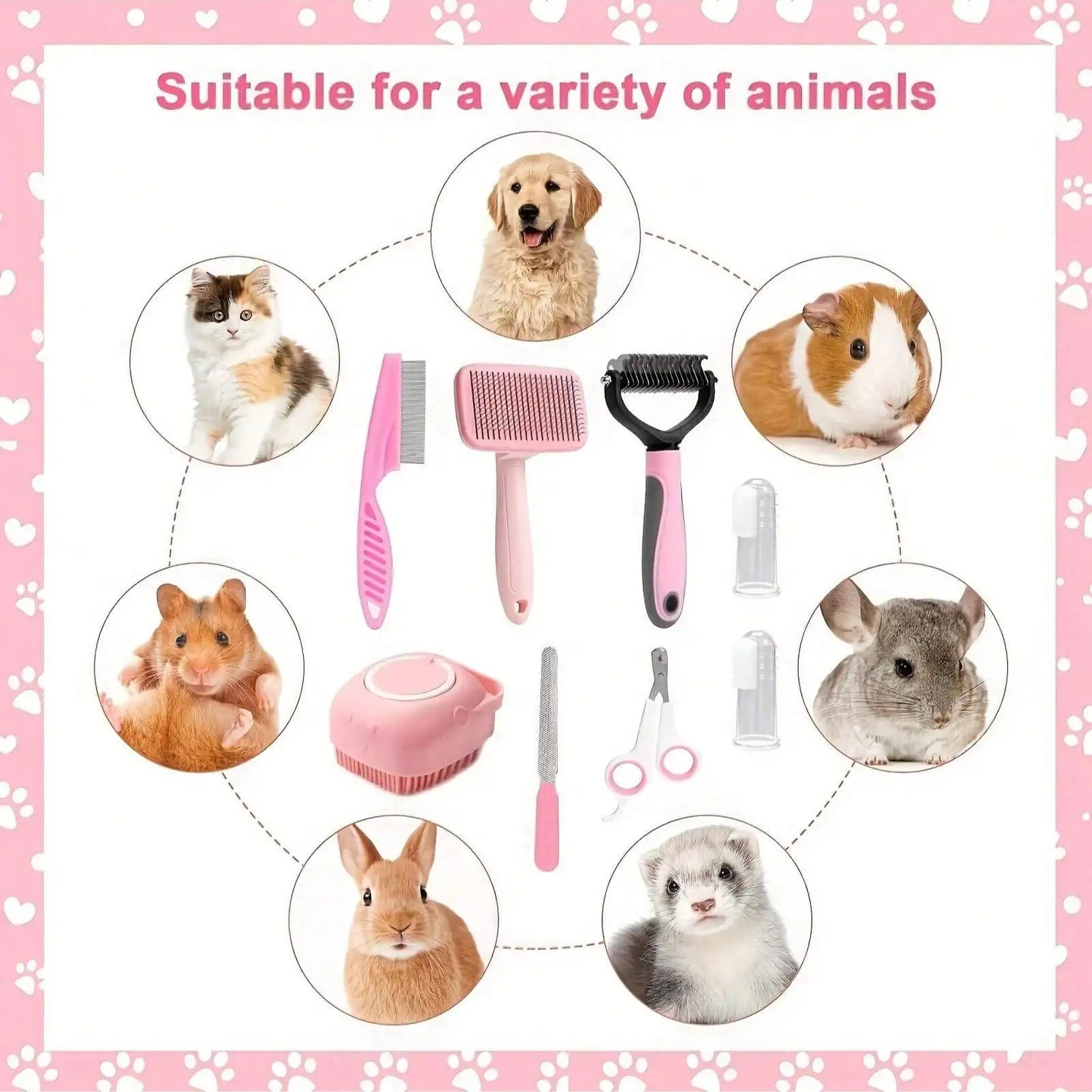 Premium Pet Grooming Kit With Nail Clippers And Flea Comb