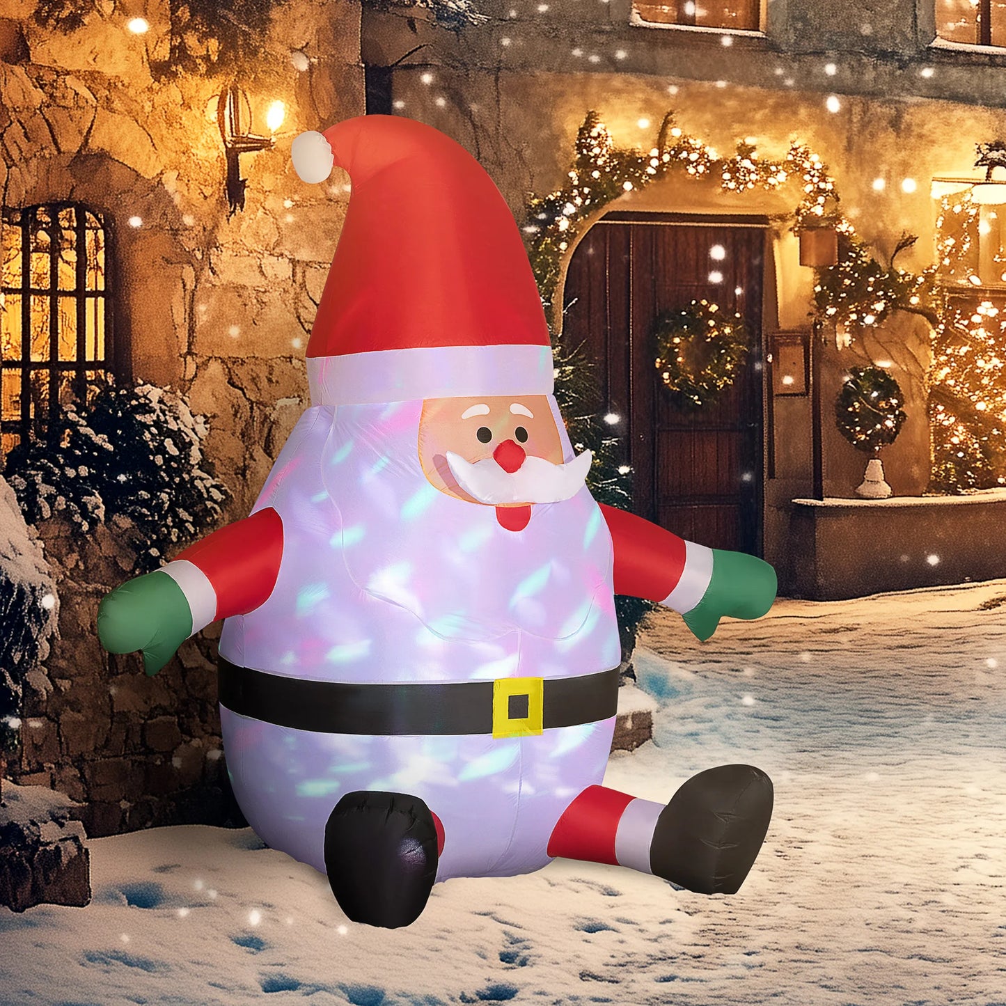 6' Inflatable Christmas Santa Claus with Rotating Magic Ball Light, Blow-Up Outdoor Yard Display for Lawn Garden Party