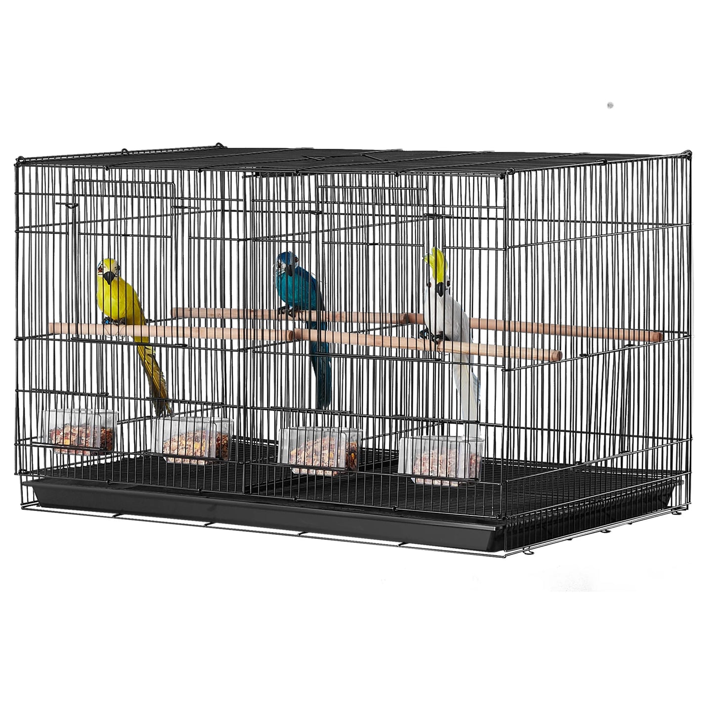 SucceBuy Bird Cage Stackable Divider Travel Cage With Handle Perch