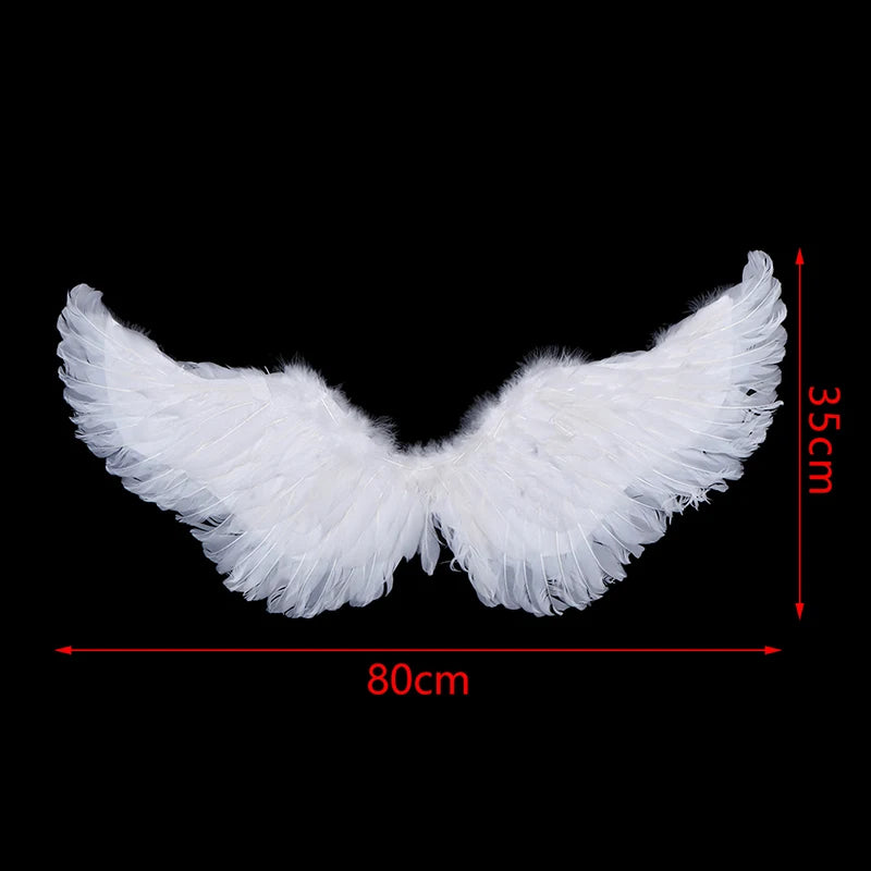 1Pc Kids Adult Party Swallow White Angel Feather Wings Wands Cosplay Elastic Straps Wedding Birthday Halloween Christmas